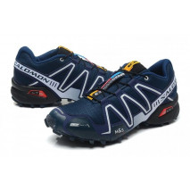 Синие со стальные оттенком мужские кроссовки Salomon Speedcross 3 для бега
